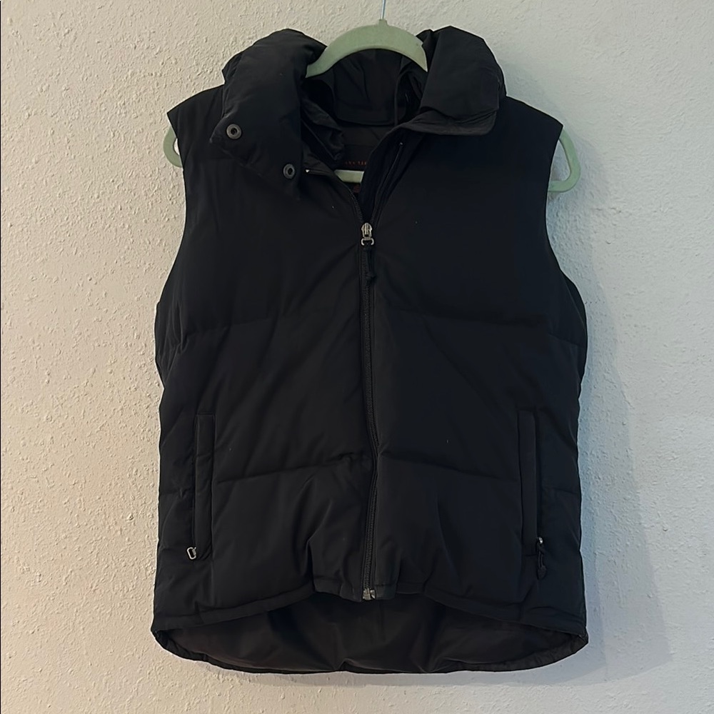 Black Quilted Puffer Vest with High Collar